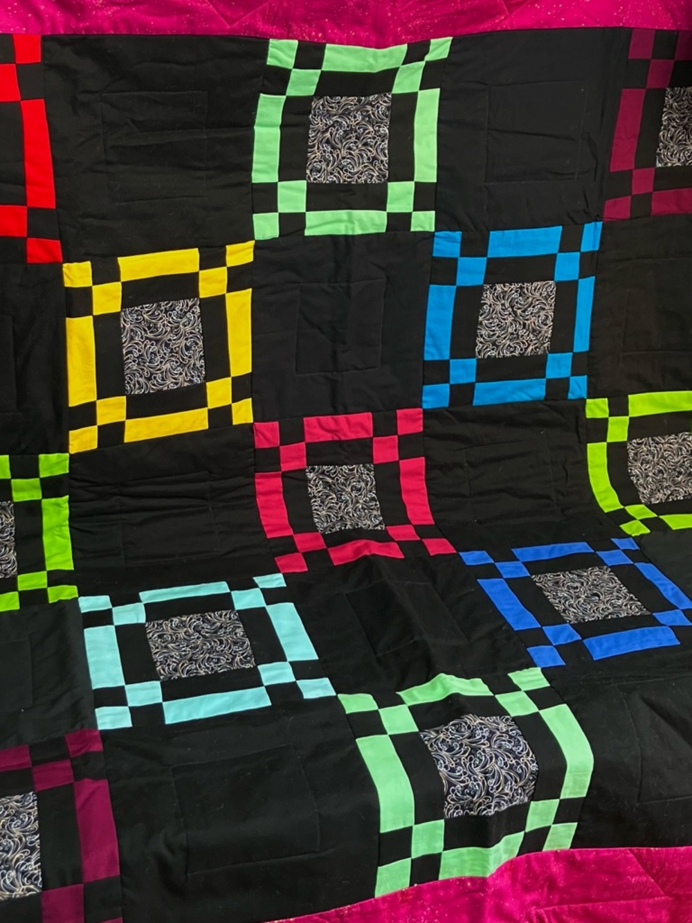 Handmade Quilt Blanket Multicolor Gamer Maximalist 90s Baby Kids Patchwork Throw